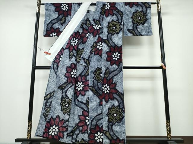 平和屋着物∴夏物 浴衣 有松鳴海絞り 枝花文 綿 逸品 CABA0684ng