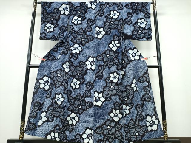 平和屋着物∴夏物 浴衣 有松鳴海絞り 花唐草文 綿 逸品 CABA0694ng