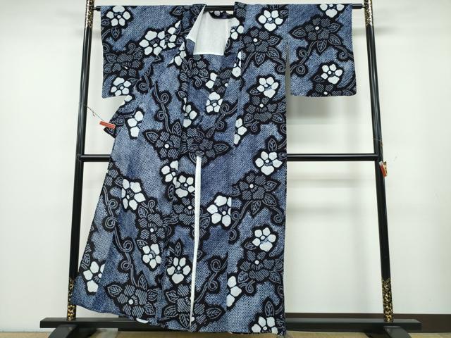 平和屋着物∴夏物 浴衣 有松鳴海絞り 花唐草文 綿 逸品 CABA0694ng
