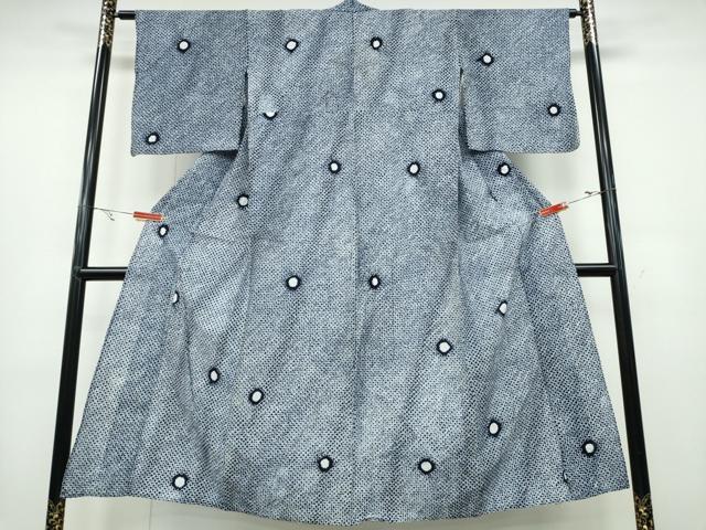 平和屋着物∴夏物 浴衣 有松鳴海絞り 丸文 綿 逸品 CABA0721ng