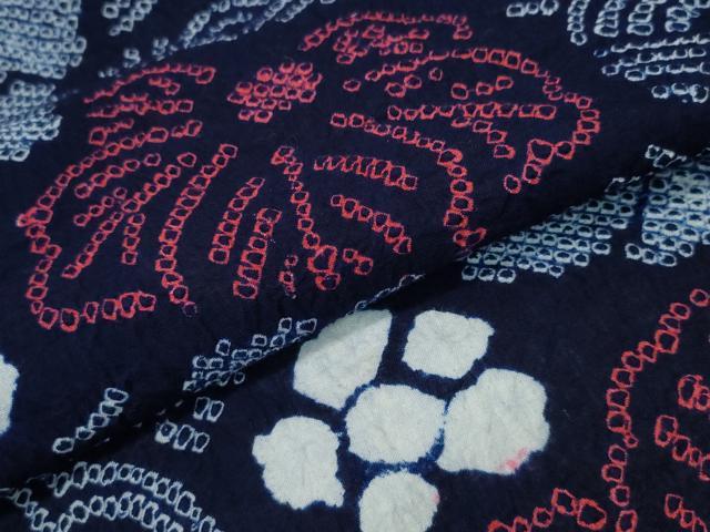 平和屋着物∴夏物 浴衣 有松鳴海絞り 青海波蔦の葉文 綿 逸品 CABA0753ng