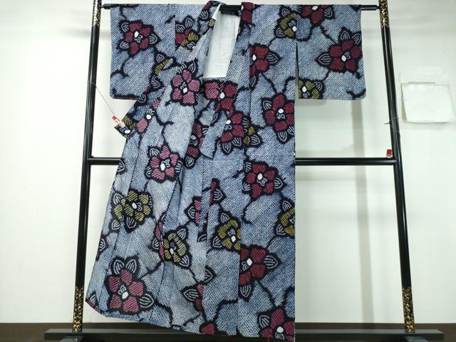 平和屋着物∴夏物 浴衣 有松鳴海絞り 舞花文 綿 逸品 CABA0768ng