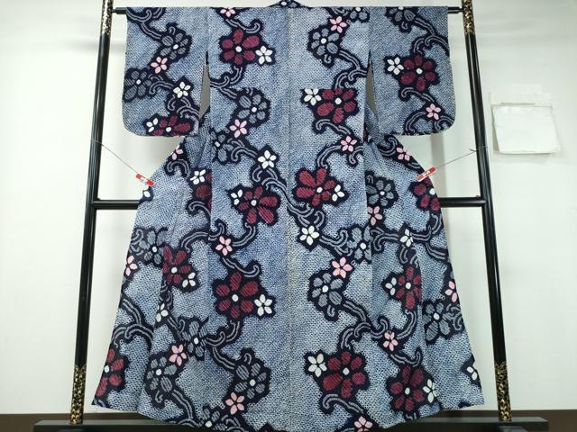 平和屋着物∴夏物 浴衣 有松鳴海絞り 花唐草文 綿 逸品 CABA0770ng