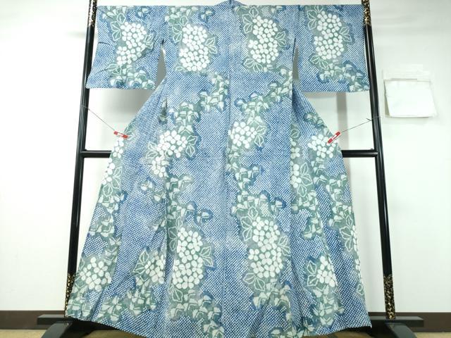 平和屋着物∴夏物 浴衣 有松鳴海絞り 紫陽花 綿 逸品 CABA0771ng