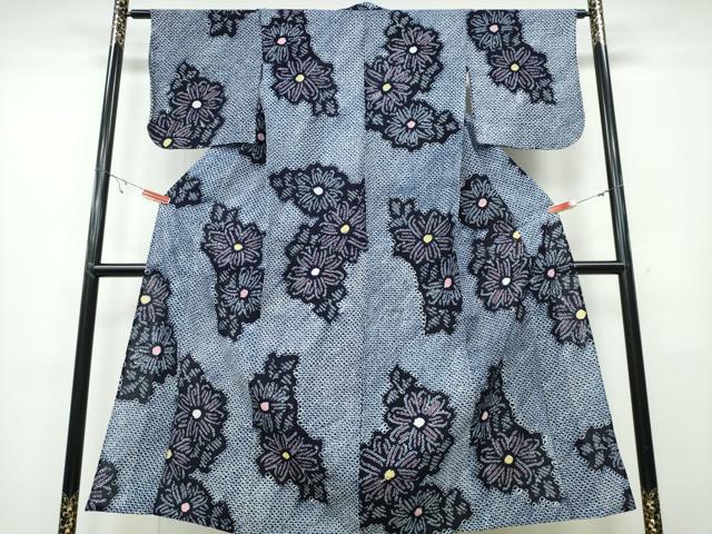 平和屋着物∴夏物　浴衣　有松鳴海絞り　舞菊文　綿　逸品　CABA0775ng 平和屋着物∴夏物 浴衣 有松鳴海絞り 舞菊文 綿 逸品 CABA0775ng