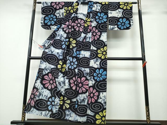 平和屋着物∴夏物 浴衣 有松鳴海絞り 流水舞花文 綿 逸品 未使用 CABA0781ng