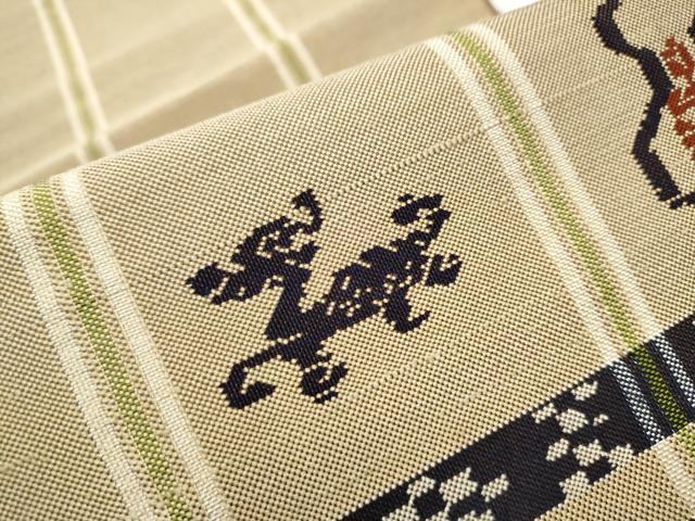 平和屋着物●六通柄 本袋帯 紬地 龍村平蔵柄 甲比丹 正絹 逸品 CABA0913hy