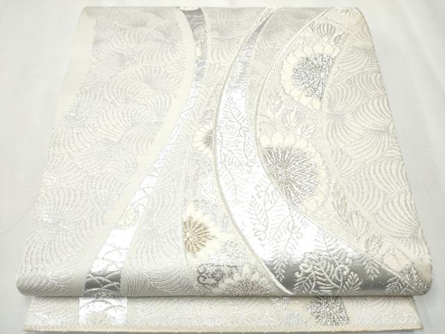 平和屋着物●六通柄袋帯 唐織 綴れ 舞花文 プラチナ箔 正絹 逸品 CABA1022hy
