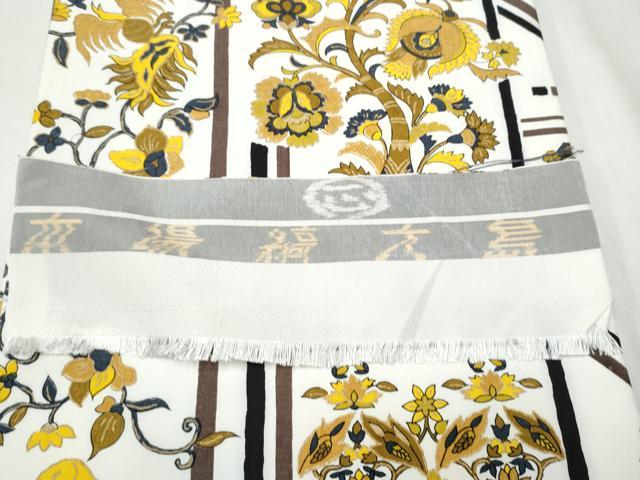 平和屋着物●本場縞大島紬 両面 全通柄袋帯 更紗花文 金彩 正絹 逸品 CABA1024hy