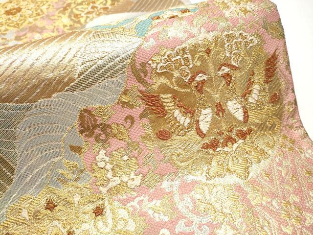 平和屋着物●六通柄袋帯 正倉院鳳華文 金糸 正絹 逸品 CABA1038hy
