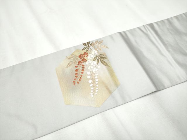 平和屋着物●九寸名古屋帯 唐織 亀甲花蝶文 金糸 正絹 逸品 CABA1054hy