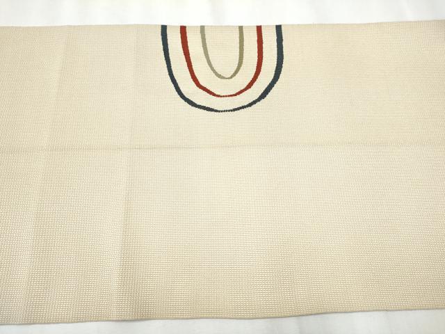 平和屋着物●八寸名古屋帯 すくい織 幾何学文様 正絹 逸品 CABA1057hy