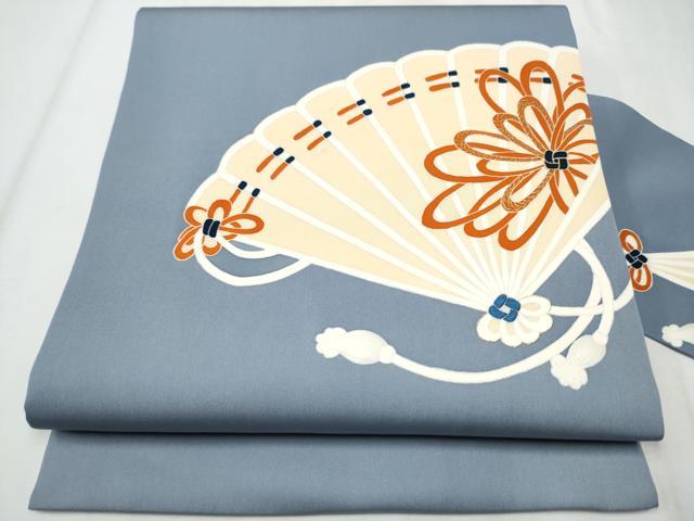平和屋着物●銀座 志ま亀 塩瀬 九寸名古屋帯 檜扇 金彩 正絹 逸品 CABA1083hy