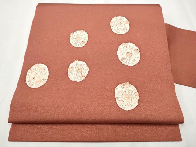 平和屋着物●九寸名古屋帯 手描き 花丸文 金彩 正絹 逸品 CABA1084hy
