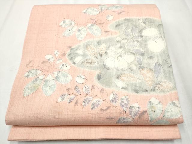 平和屋着物●太鼓柄袋帯 紬地 辻が花 正絹 逸品 CABA1143hy