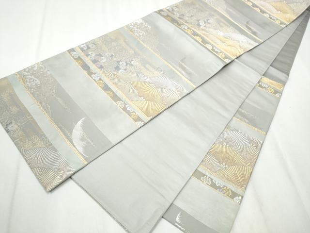 平和屋着物●六通柄袋帯 唐織 横段郷愁錦 金銀糸 正絹 逸品 CABA1156hy