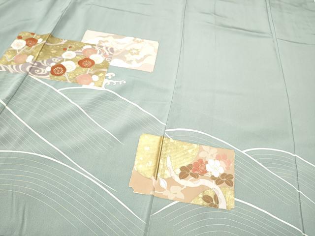 平和屋着物●豪華色留袖 駒刺繍 色紙重ね飛鶴草花文 金彩 正絹 逸品 CABA1196hy