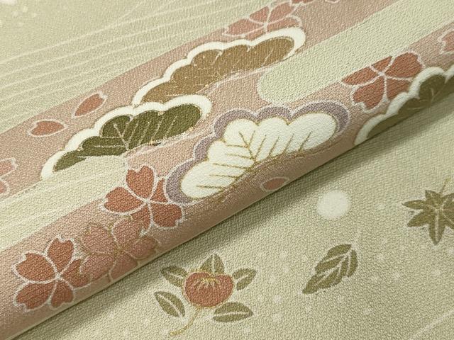 平和屋着物●訪問着 駒刺繍 立波エ霞花文 金彩 正絹 逸品 CABA1214gh