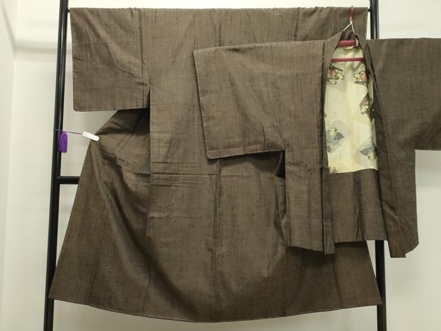平和屋着物●男性 紬 アンサンブル 霞文 涅色 正絹 逸品 未使用 CABA1236gh