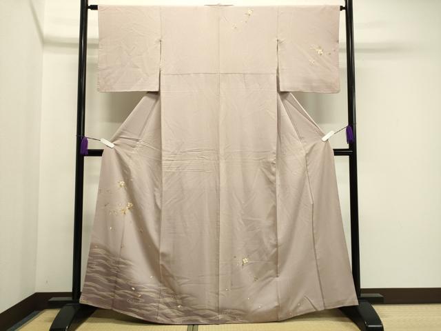 平和屋着物●訪問着 駒刺繍 流水枝花文 金彩 正絹 逸品 CABA1301gh
