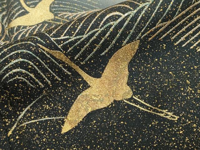 平和屋着物●訪問着 立波群鶴文 暈し染め 金銀彩 正絹 逸品 CABA1304gh