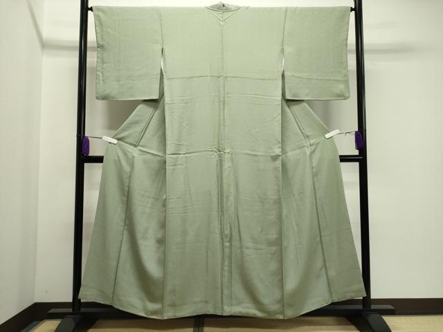 平和屋着物●上質な色無地 花唐草地紋 薄萌葱色 正絹 逸品 CABA1310gh
