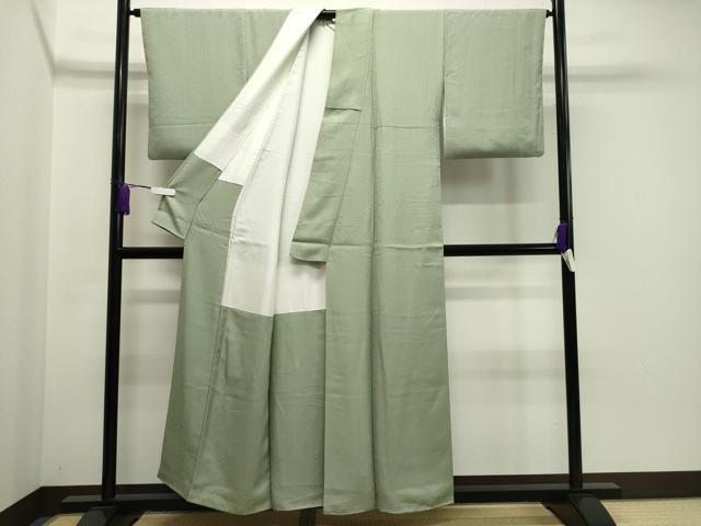 平和屋着物●上質な色無地 花唐草地紋 薄萌葱色 正絹 逸品 CABA1310gh