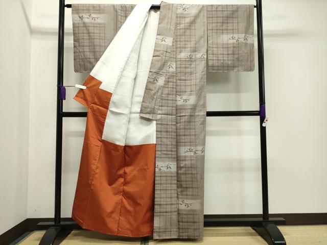 平和屋着物●上質な紬 南天文 正絹 逸品 未使用 CABA1314gh