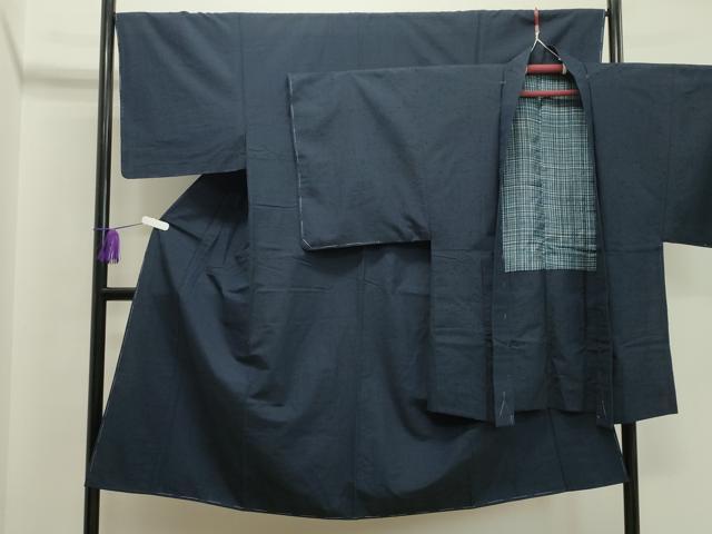 平和屋着物●男性 紬 髭紬羽織セット 漆黒色 正絹 逸品 未使用 CABA1406gh