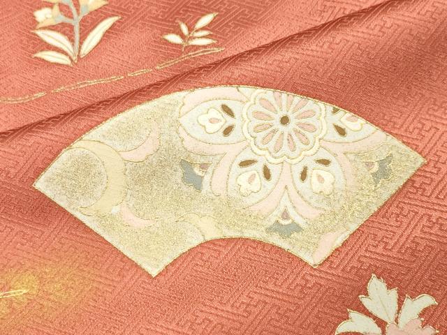 平和屋着物●訪問着 地紙重ね鳳凰花蝶文 金銀彩 正絹 逸品 CABA1483gh