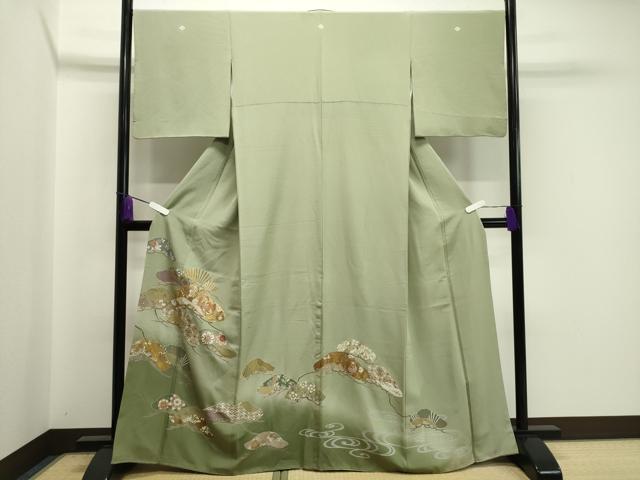 平和屋着物●豪華色留袖 駒刺繍 鳳凰枝松花文 暈し染め 金彩 正絹 逸品 CABA1517gh