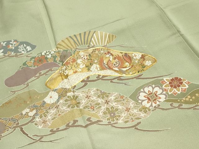 平和屋着物●豪華色留袖 駒刺繍 鳳凰枝松花文 暈し染め 金彩 正絹 逸品 CABA1517gh