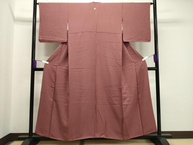 平和屋着物●上質な色無地 紋意匠 蘇芳香色 正絹 逸品 CABA1539gh