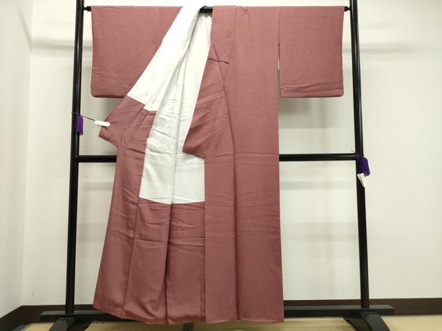 平和屋着物●上質な色無地 紋意匠 蘇芳香色 正絹 逸品 CABA1539gh