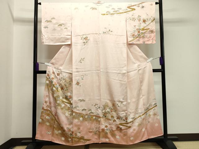 平和屋着物●創業460年・千總 訪問着 駒刺繍 橘松花文 暈し染め 金銀彩 正絹 逸品 未使用 CABA1543gh