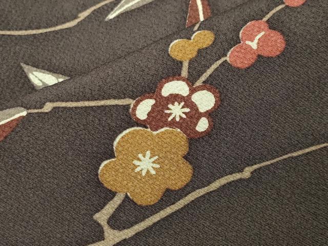 平和屋着物●上質な小紋 型染め 枝梅花文 正絹 逸品 CABA1572gh