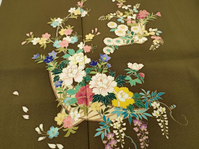 平和屋着物●訪問着 花籠文 正絹 逸品 CABA1603ut