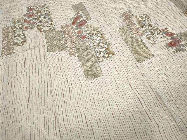 平和屋着物●訪問着 杢目絞り 短冊重ね花文 金彩 正絹 逸品 CABA1613ut