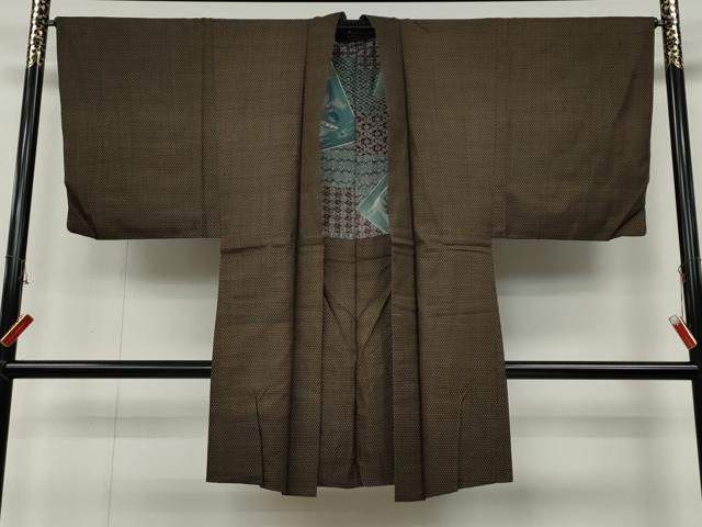 平和屋着物●男性 紬 アンサンブル 十字絣 正絹 逸品 CABA1629ut