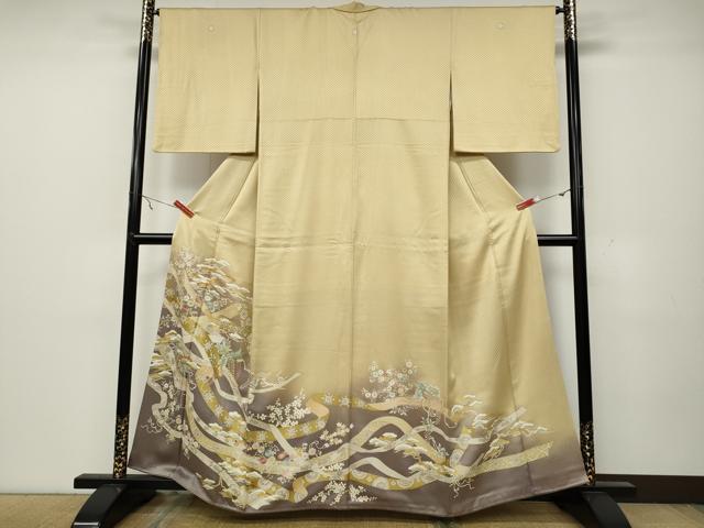 平和屋着物●中国三大刺繍 相良刺繍 色留袖 熨斗草花文 暈し染め 金彩 正絹 逸品 CABA1635ut
