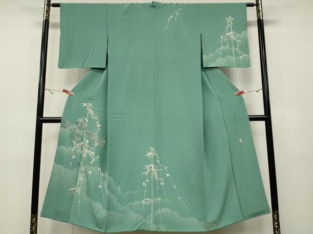 平和屋着物●十日町友禅 女流作家 遠田藤舟 訪問着 笹竹文 正絹 逸品 CABA1641ut