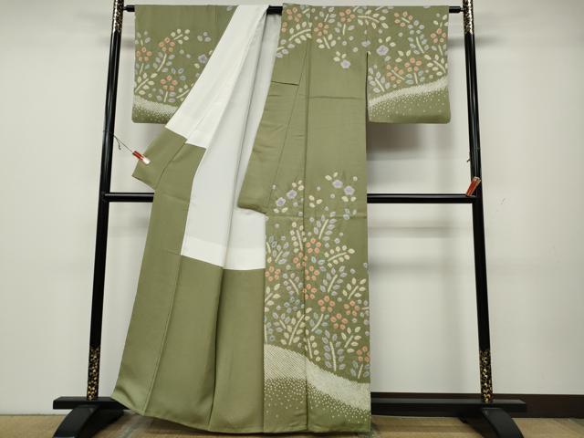 平和屋着物●訪問着 絞り 草花文 正絹 逸品 CABA1643ut