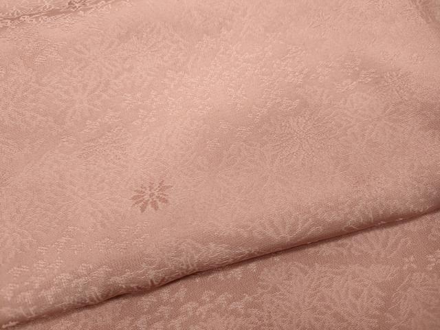 平和屋着物●上質な色無地 草花地紋 珊瑚色 正絹 逸品 CABA1655ut