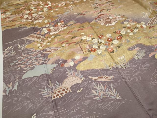 平和屋着物●訪問着 御所解花文 暈し染め 金彩 正絹 逸品 CABA1661ut