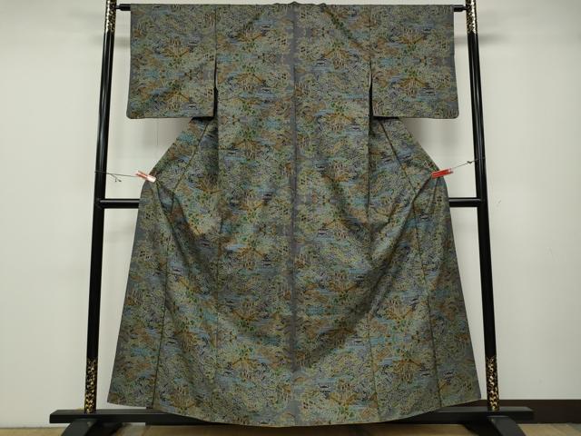 平和屋着物●本場大島紬 7マルキ 風景草木文 正絹 逸品 CABA1673ut