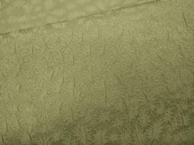 平和屋着物●上質な色無地 ふくれ織 辻が花地紋 抹茶色 正絹 逸品 CABA1745ut