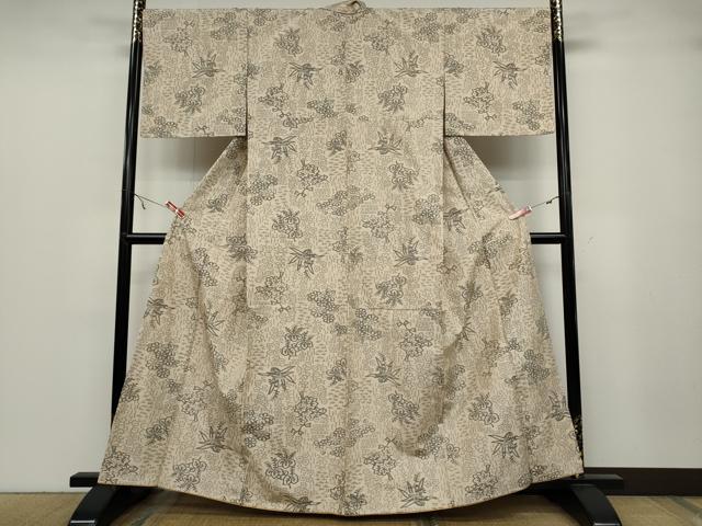 平和屋着物●上質な紬 草花文 正絹 逸品 CABA1751ut