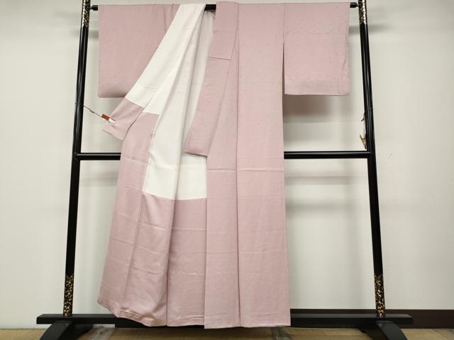 平和屋着物●上質な色無地 献上模様 鴇色 反端付き 正絹 逸品 CABA1834ut