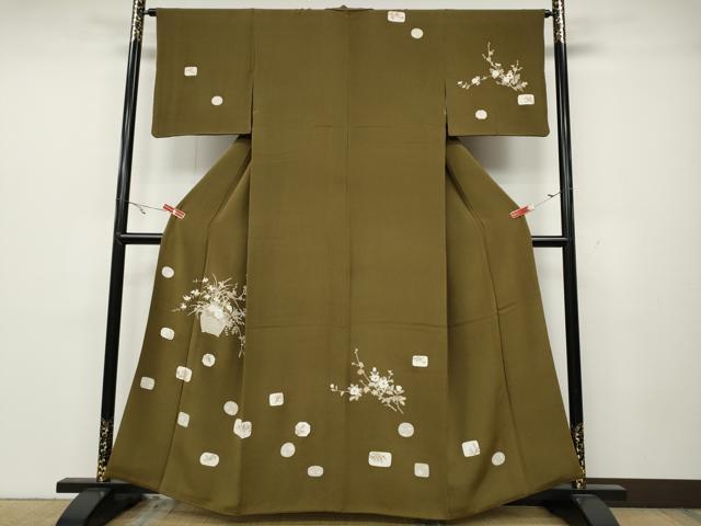 平和屋着物●訪問着 陶器花文 鬼しぼ縮緬 正絹 逸品 CABA1852ut