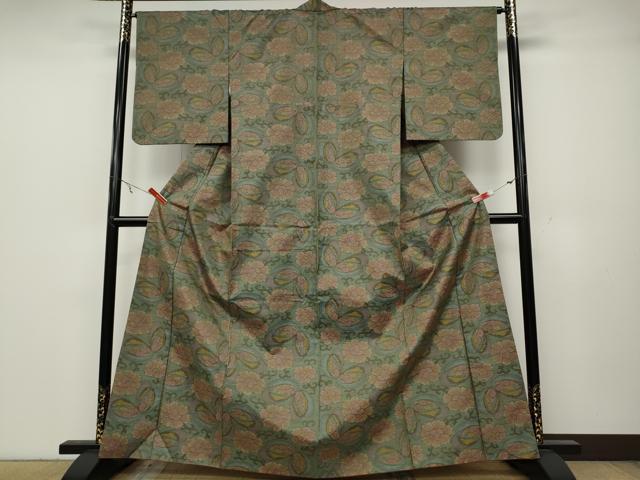 平和屋着物●本場大島紬 7マルキ 舞蝶花唐草文 正絹 逸品 CABA1861ut